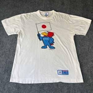 Vintage France 98 FIFA World Cup Japan Footix Mascot White T-Shirt Mens XL